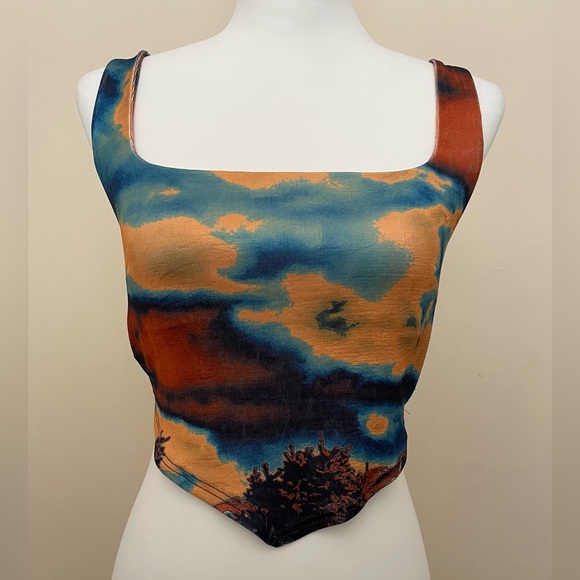 MOTEL ROCKS - sunset colored going out top - size medium - Picture 1 of 4